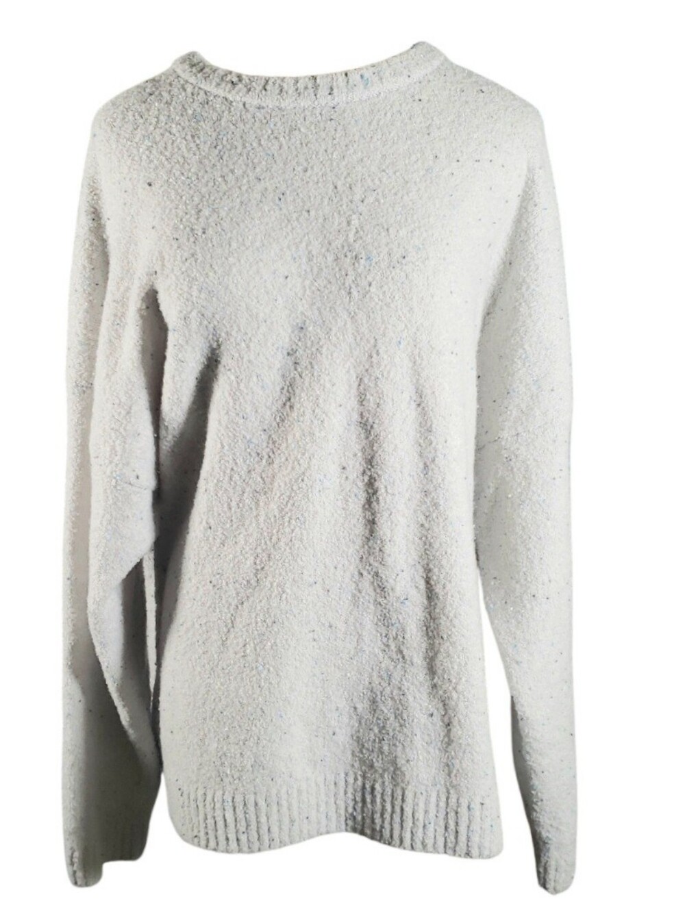 Lands End XL Crewneck Confetti Nubby Wool Blnd Knit Sweater Top Pullover Fall